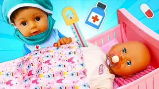 🌡💊Baby Annabell Puppe ist krank. Puppen Videos auf Deutsch. 2 Folgen am Stück