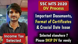 SSC MTS 2020 DV Process | Important Documents & Format of Certificates | Already Selected? SKIP DV