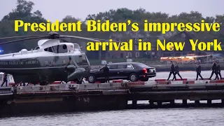 President Biden's helicopters land in New York City with incredible security 🇺🇸 in place