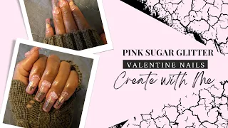 Pink Sugar Glitter Valentine Nails