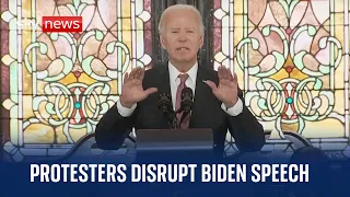 Protesters disrupt US President Joe Biden's speech in South Carolina