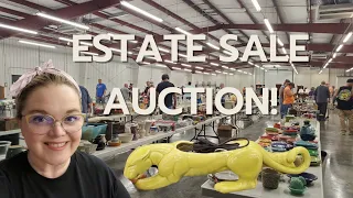 ESTATE SALE AUCTION SHOP WITH ME! | Vintage Advertising MCM Decor and Be'Be's