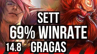 SETT vs GRAGAS (TOP) | 69% winrate, 6/2/5 | EUW Master | 14.8