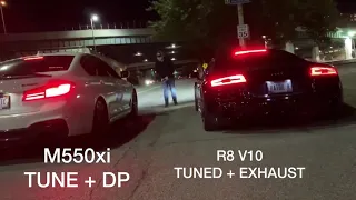 BMW M550 (Tuned & Exhaust) vs R8 V10 (Tuned & Exhaust)