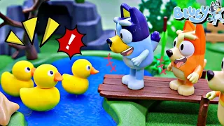 BLUEY Toy's Fun Outdoor Adventure: Ducks, Delicious Cakes, and Dad's Sleepy Surprises!