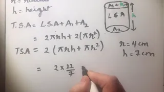 How to find the total surface area of a cylinder / Finding total surface area of a cylinder