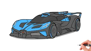 How to draw a BUGATTI BOLIDE / drawing Bugatti Bolid 2020 sports car