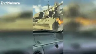 Украинцы не боятся и бросают коктейль Молотова прямо из окна своего авто по российской технике