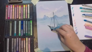 Кораблик пастелью. Татьяна Зубова. Boat at sea. Pastel speed painting. Tatiana Zubova