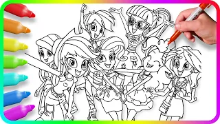 Coloring Pages EQUESTRIA GIRLS - Best Friends / How to color My Little Pony / Easy Drawing Tutorial