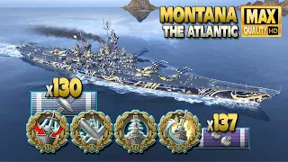 Battleship Montana: MVP on map Shards - World of Warships