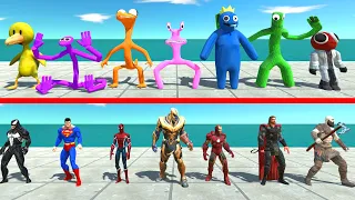 Rainbow Friends Vs Marvel & DC Comics - Animal Revolt Battle Simulator