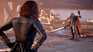 MARVEL'S AVENGERS - Taskmaster Boss Fight (Black Widow vs Task Master Gameplay) PS4 Pro