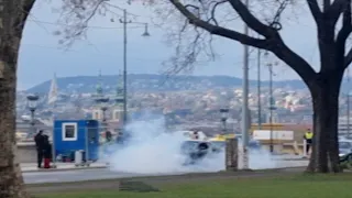 SUPERCARS BRUTAL ACCELERATION ILLEGAL BURNOUT DRIFTING AND SQUEALING TIRES POLICEMAN IN FRONT