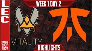 VIT vs FNC Highlights | LEC Spring 2022 W1D2 | Team Vitality vs Fnatic