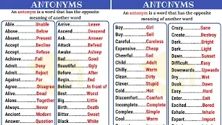 120+ Common Opposites in English from A-Z | Antonyms List (Part I)