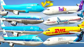 GTA V: Boeing 727-200 Cargo Airplanes VS Every KLM Airplanes Best Longer Crash and Fail Compilation