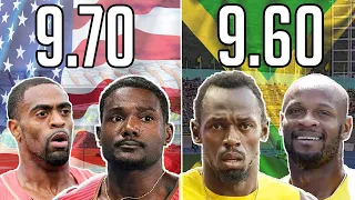 Top 10 Fastest Jamaican v American 100m Sprinters Ever