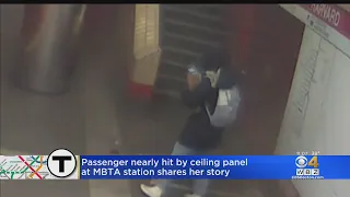 Woman nearly hit by ceiling panel at MBTA station shares story