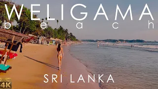 🇱🇰4K - Weligama Beach. Sri Lanka. Beach Walking tour. Surfing Paradise.