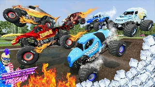 Monster Jam INSANE Racing, Freestyle and Crashes | BeamNG Drive | Steel Titans