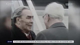 Prílet Leonida Brežneva do ČSSR - bozk Brežnev Husák (1981)