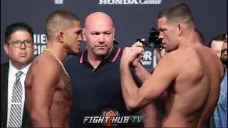 NATE DIAZ AND ANTHONY PETTIS HAVE INTENSE FACE OFF AT UFC 241 WEIGH IN!