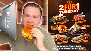 2 FOR 1 TUESDAY!! | Eating German Doner Kebab KRUNCH BURGER + KCAL KEBAB!! (only £6.99)