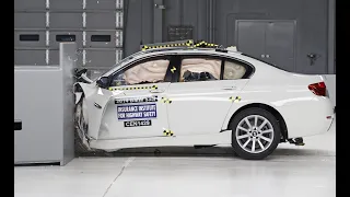 2014 BMW 5 series driver-side small overlap crash test (extended footage)