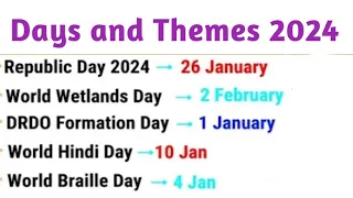 Important Days and Theme 2024 || Current Affairs || Days and theme