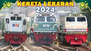 RAMAINYA KERETA API SPESIAL LEBARAN 2024 di Stasiun Jakarta : KERETA BARU & Lokomotif Livery Spesial