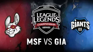 MSF vs. GIA - Week 8 Day 2 | EU LCS Spring Split |  Misfits Gaming vs. Giants Gaming (2018)