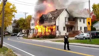 Québec: Large house fully involved with exposure prior FD arrival 10-10-2021