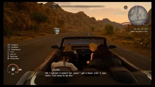 FINAL FANTASY XV Prompto imitates Cindy's accent.