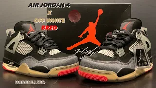 UNRELEASED! AIR JORDAN 4  X  OFF-WHITE BRED! Unboxing & Review! 🔥👀 why not?!