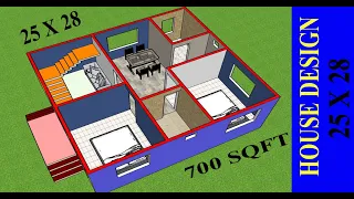 700 SQFT HOME DESIGN II 25 X 28 GHAR KA DESIGN II 25 X 28 HOUSE PLAN II 2 BHK HOUSE PLAN