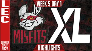 MSF vs XL Highlights | LEC Summer 2022 W5D1 | Misfits Gaming vs Excel