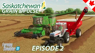 Flax harvest with pickup header on Edgewater Sask - Saskatchewan Grain & Pulse - Episode 2 - FS22