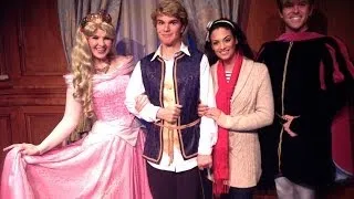 Tommy meets Aurora and Philip with Allie at Princess Fairytale Hall at Christmas Party