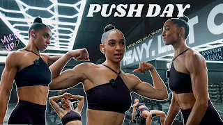 MIC’D UP SHOULDER WORKOUT | train with me | Rise Gym tour & review | push day slay 💅🏽