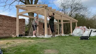 Handmade Oak Free Standing Lean To 9m x 3.5m Timelapse!