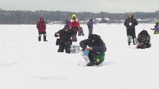 A weird sport....World Ice Fishing Championship takes place in Latvia