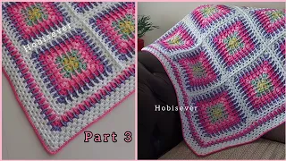 MOZAİK MOTİFLİ BEBEK BATTANİYESİ KENAR YAPIMI / Granny Square / TIĞ İŞİ YATAK ÖRTÜSÜ ÖRGÜ MODELLERİ