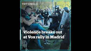 Left-wing activists clash with police at far-right rally in Madrid