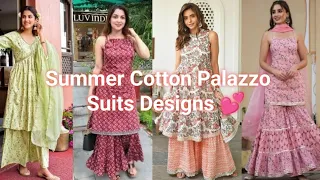 Summer Cotton Palazzo Suits Designs in 2024 💕/Palazzo suit  ideas/plazo suits/#@Sangeetaschannel ,