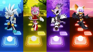 Silver Sonic 🆚 Amy Rose 🆚 Blaze The Cat 🆚 Rouge Sonic | Sonic Team Tiles Hop EDM Rush