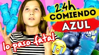 24 HORAS COMIENDO AZUL | QUEDO ATRAPADA EN LA NIEVE | Daniela Golubeva