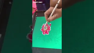 Chinese grandma completed Chinese-style painting the first time she drew on an iPad