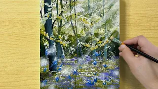 Acrylic Painting that Even Beginners Can Easily Draw / Spring Landscape