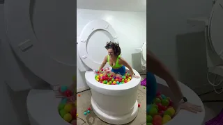 SUPER HIGH JUMP Slow Motion into Worlds Largest Toilet Play Ball Pit Pool #shorts